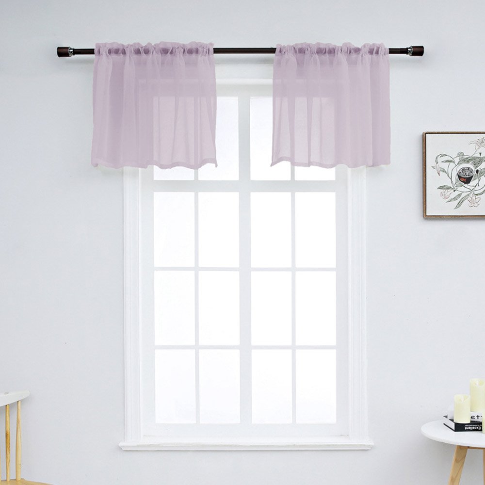Modern Simple Solid Color Window Valance 1 Pc Sheer Voile Valance for Kitchens Bathrooms Basements & More - Image 5