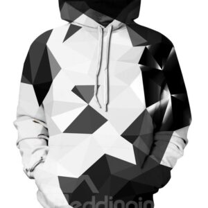 Long Sleeve Geometric Abstract Graphic Pattern 3D Painted Hoodie