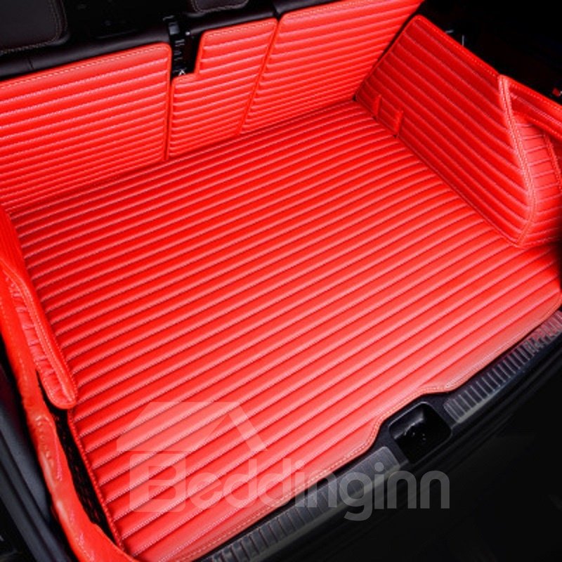 4 Color Solid Stripes Pattern Waterproof Car Trunk Mat For Tesla