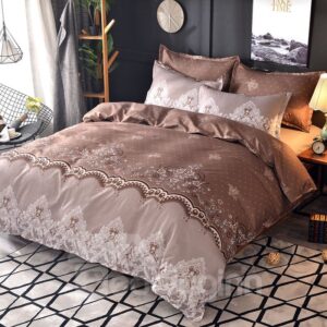 Elegant Simple Style 3Piece Bedding Sets Zipper Duvet Cover with 2 Pillowcases for Bedroom