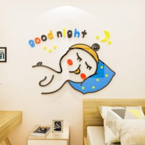 Duck Environmental and Waterproof Cartoon 3D Wall Stickers  Wall Decorations Good Night Bedroom