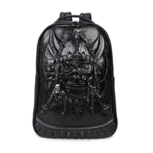 3D Skull Rivet Painted Bags Night Luminous Handbag Backpacks Waterproof PU Leather For Men&Women