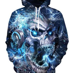 Skull Halloween Athletic Casual Style Loose Model 3D Painted Hoodie