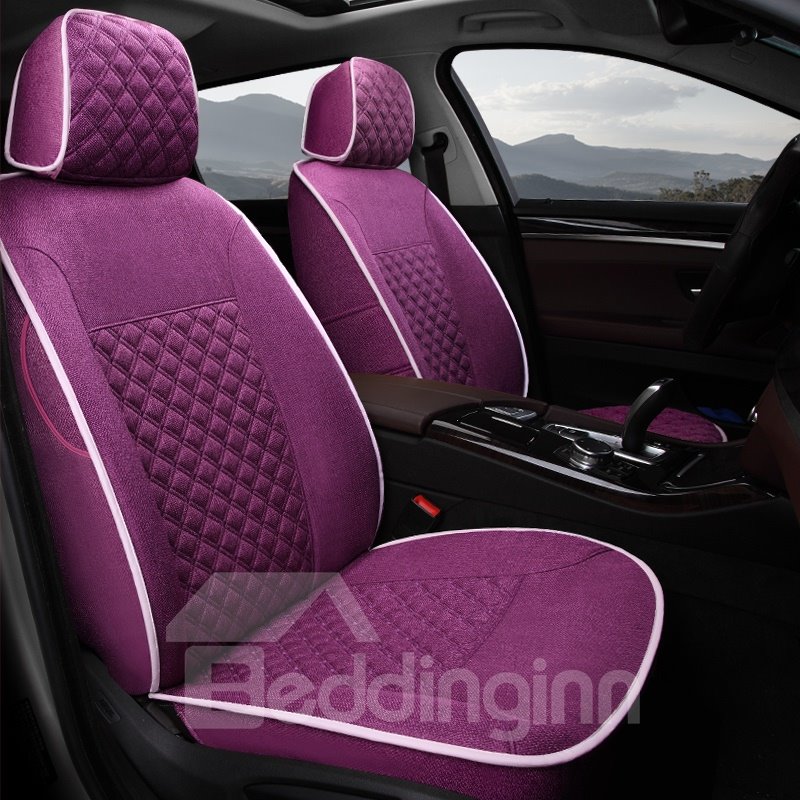 Casual Series Pure Color Soft And Comfy Diamond Grids Custom Fit Car Seat Covers