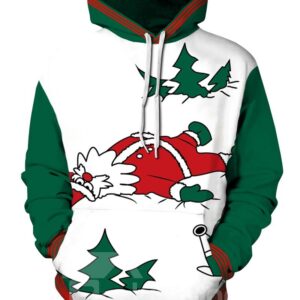Long Sleeve Christmas Santa Lying Pattern 3D Painted Hoodie