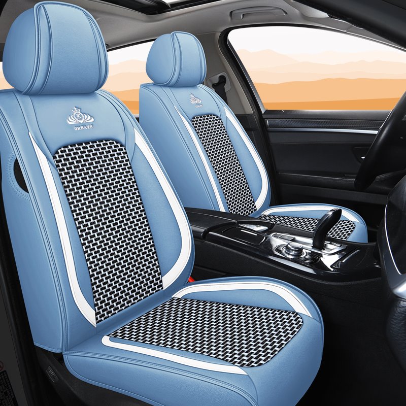 Breathable and Cool Ice Silk and Wear-resistant Leather Material Suitable for Most Cars or Pickup Trucks 5 Seats Universal Fit Seat Covers - Image 2