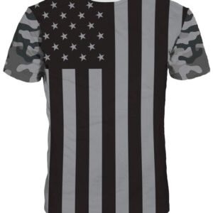 Round Neck Grey Frag of American Pattern 3D Painted T-Shirt