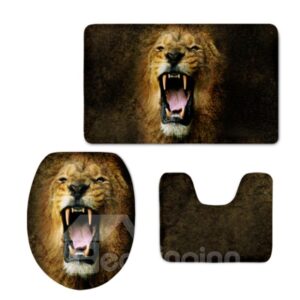 Roaring Lion Pattern Flannel PVC Soft and Anti-slid Toilet Seat Covers