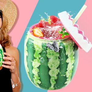 15.8oz Cool Gear Pineapple Fruit Watermelon Coconut Double Wall Tumbler Cup with Straw BPA FREE