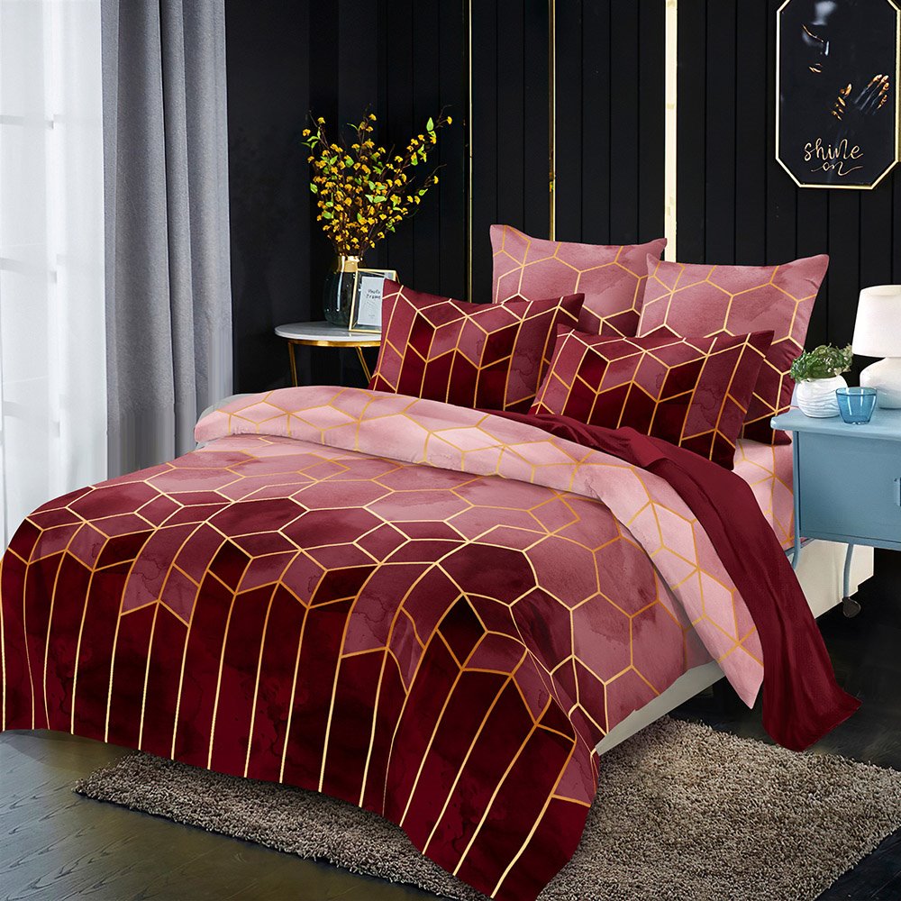 Simple Diamond Geometric Three-Piece Set Reactive Printing Duvet Cover Set Endurable Skin-friendly All-Season - Image 14