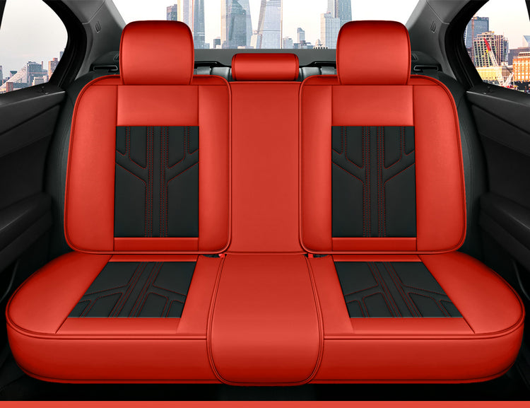 Universal Car Seat Cover Suitable for 5-Seater Sedan SUV Faux Leather Geometric Pattern - Image 16