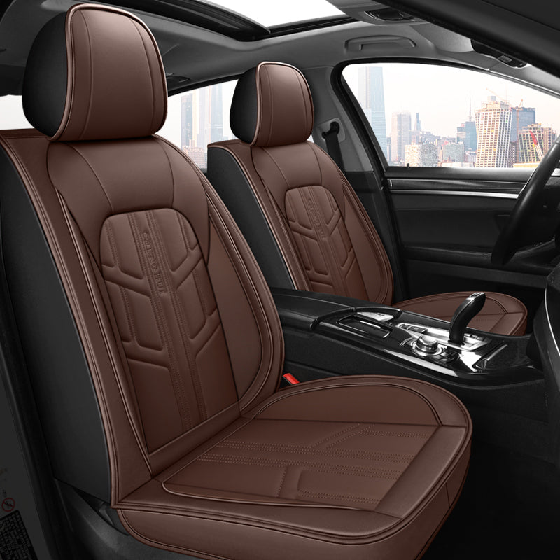 Universal Car Seat Cover Suitable for 5-Seater Sedan SUV Faux Leather Geometric Pattern - Image 8