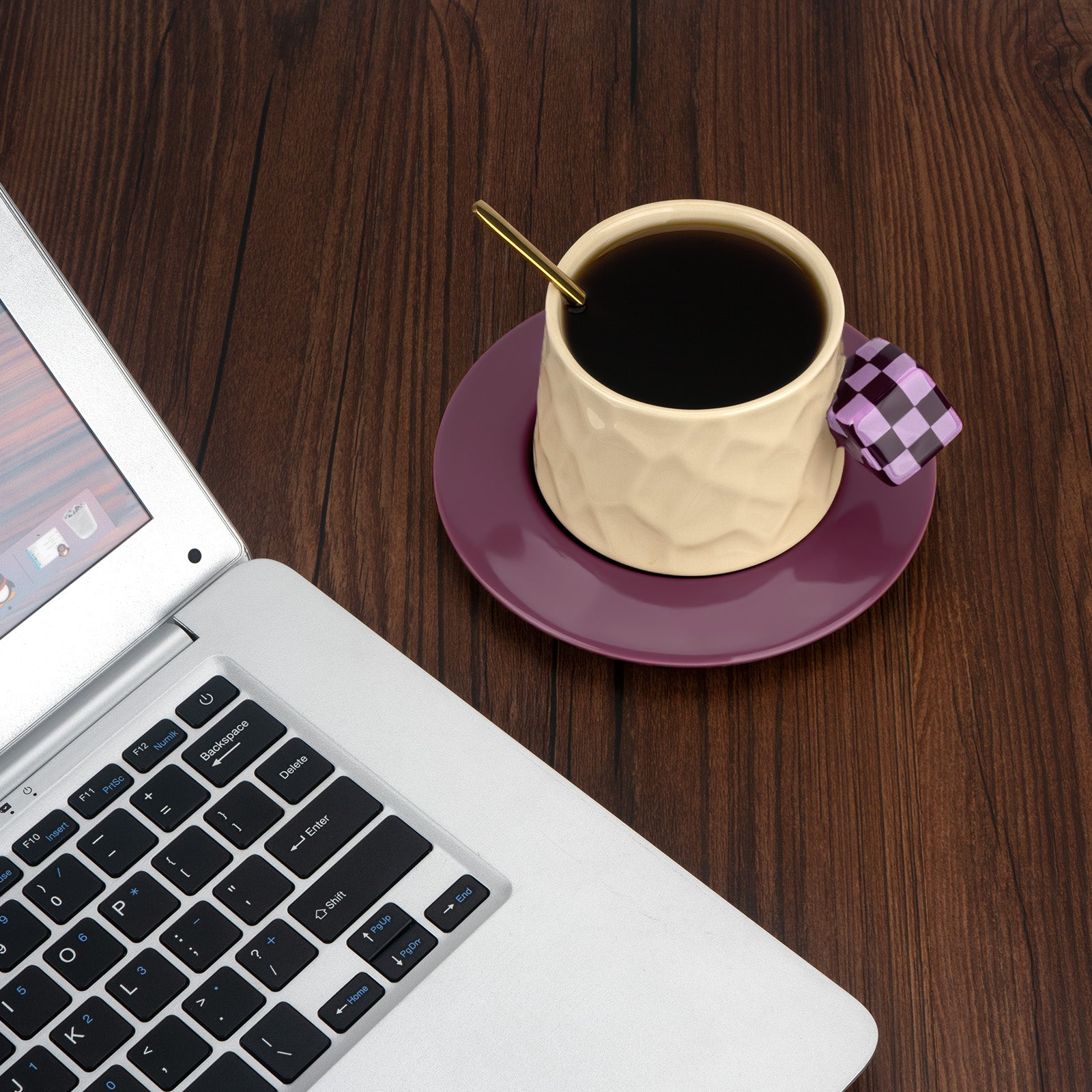 Novelty Tea Cup and Saucer Set with Cubic Handle, Ceramic Coffee Cups Mug for Home Office Party - Image 5