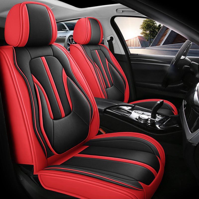 Sport Theme Car Seat Cover for 5-Seater Sedan SUV, Universal Fit Microfiber Leather Full Set Cushion Covers - Image 9