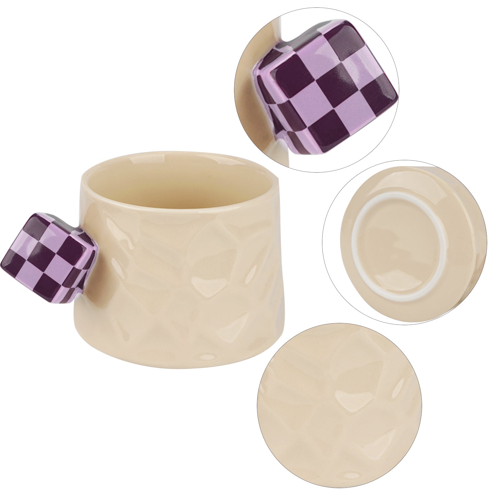 Novelty Tea Cup and Saucer Set with Cubic Handle, Ceramic Coffee Cups Mug for Home Office Party - Image 3