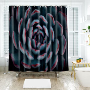 Beddinginn Succulents Plant Print Shower Curtain, Green Plant Theme Shower Curtain with Cloth Fabric Bathroom Decor Set with Hooks, 72 x 72 Inches
