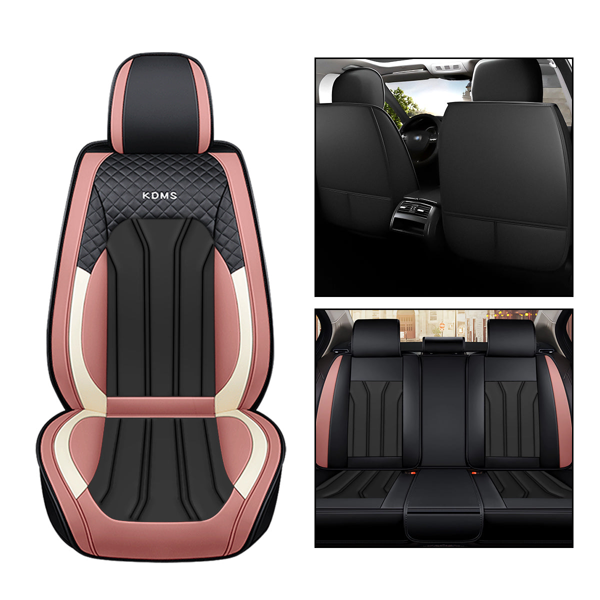 Faux Leather Geometric Pattern Car Seat Cover Full Set for 5-Seat Sedan SUV Universal Fit Auto Cushion Cover - Image 11