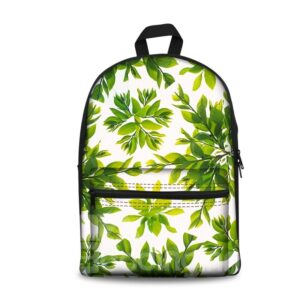 3D Modern Style Simplify Green Leaves Print Backpack School Bags Cool Casual Laptop Packs