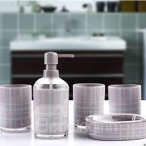 High Grade Fantastic Organic Glass Five Pieces Bathroom Accessories