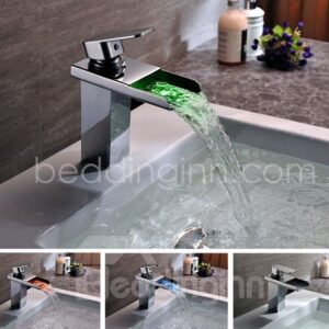 Three Color Changing by Temperature Widespread Waterfall Faucets