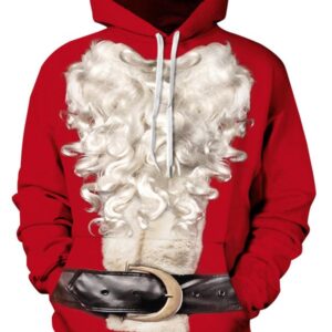 Christmas Style Long Sleeve Santa Claus Beard Pattern 3D Painted Hoodie
