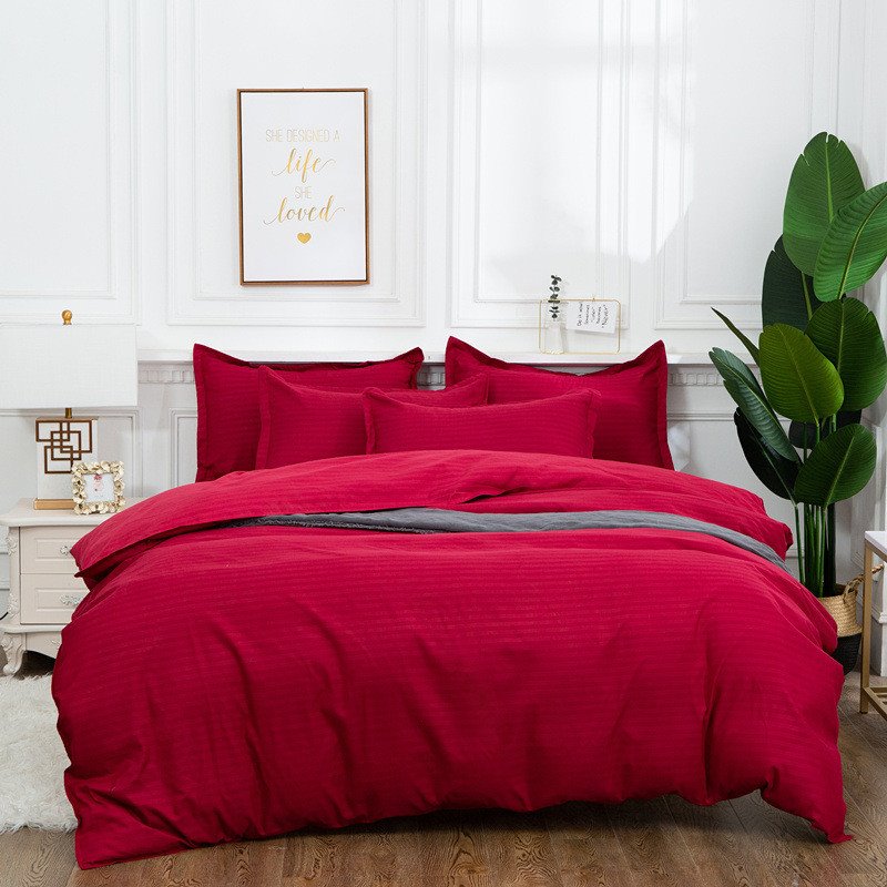 Modern Solid Color Stripes 3-Piece Polyester Bedding Set 1 Duvet Cover 2 Pillowcases - Image 13