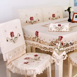 Removable Beautiful Polyester Fibre Flower Pattern Dinning Room Decoration Chair Covers