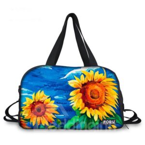 Oil Painting Style Sunflower Pattern 3D Painted Travel Bag