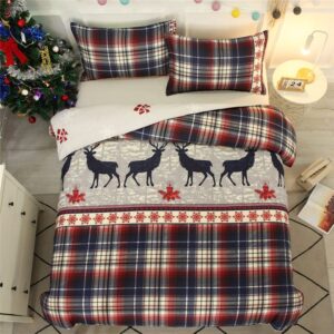 Christmas Bedding 3-Piece Set 1 Duvet Cover 2 Pillowcases Polyester Happy New Year Gift