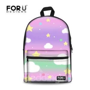 Cloud Star Summer Night Pattern Waterproof Outdoor Hiking School 3D Printed Backpack