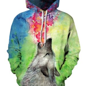 3D Wolf Roar Pattern Men Sweater Long Sleeve Cool Hoodies