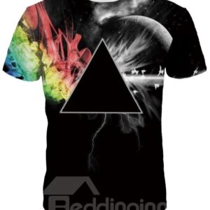 Fashion Round Neck Abstract Pattern 3D Painted T-Shirt