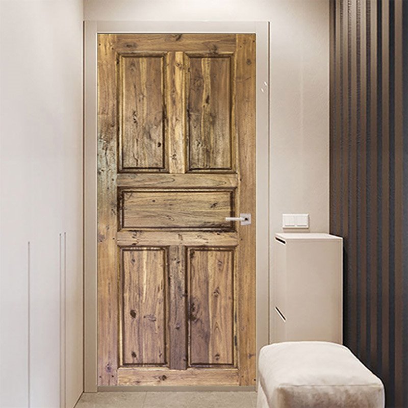 3D Simulation Wood Door Murals Wall Sticker Self Adhesive Door Art Stickers Scenery Home Decor - Image 2