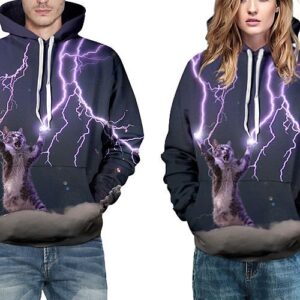 Long Sleeve Thunder Cat Make Lightning Cool Crazy Pattern 3D Painted Hoodie