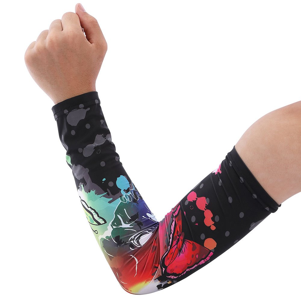 Butterfly Print Ice Silk Cooling Arm Sleeves Cover Basketball Golf Sport UV Sun Protection Cycling Sports