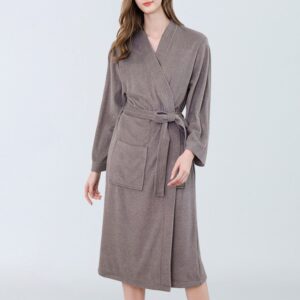 Plain Simple Lace-Up Single Lace-Up Women's Night-Robes Soft Bathrobe
