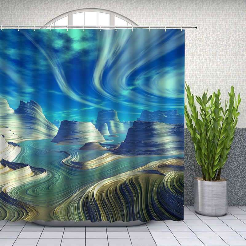 3D Printed Landscape Shower Curtain Bathroom Partition Curtain Durable Waterproof Mildew Proof Polyester 4 Size - Image 12