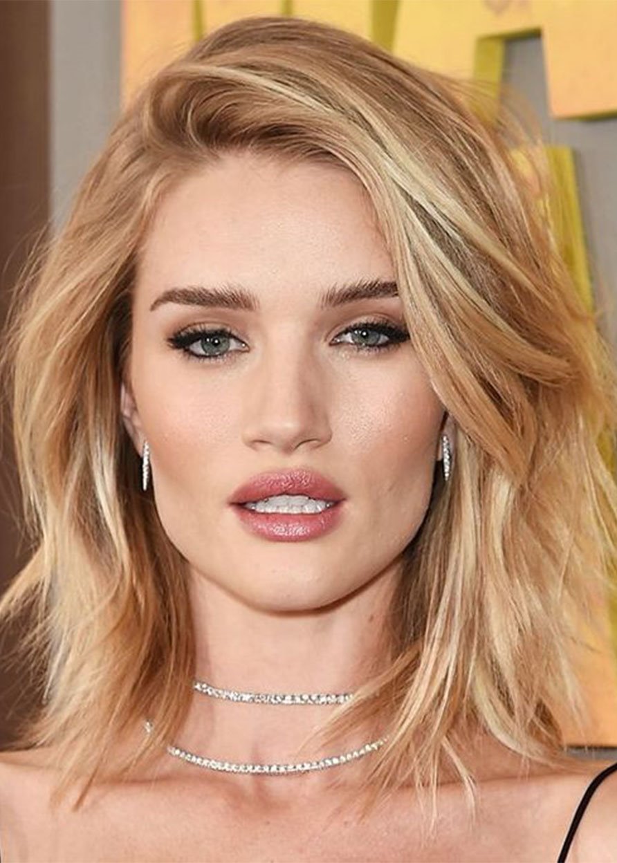 Medium Layered Hairstyle Women's Blonde Color Straight Human Hair Wigs Lace Front Cap Wigs 18Inch - Image 75