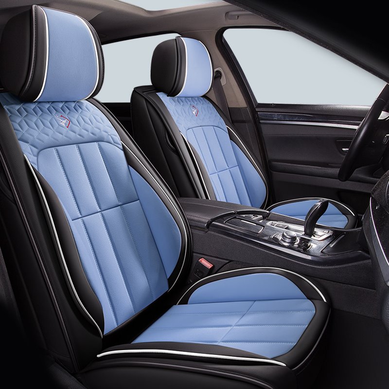 PU Leather Color Block Cotton Creative Seat Cover 5 Seats Universal Fit Seat Covers Full Coverage With Waterproof Leather Wear-Resistant Dirty-Resistant Universal Fit Seat Covers for Sedan SUV Truck