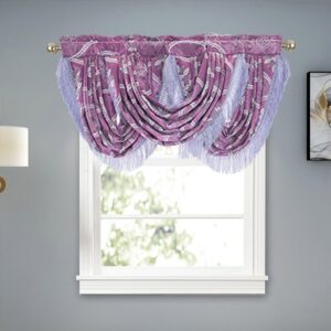 European Jacquard Floral Window Valance Polyester Short Curtain for Kitchens Bathrooms Basements & More