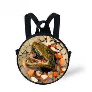 Round 3D Dinosaur Pattern School Bag Shoulders Backpack