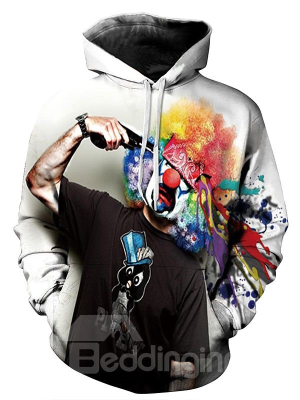 Fashion Long Sleeve Clown Pattern 3D Painted Hoodie