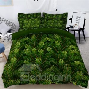 Snowman and Decorative Ball Green 4-Piece 3D Christmas Bedding Sets Duvet Covers Colorfast Wear-resistant Endurable Skin-friendly All-Season Ultra-soft Microfiber No-fading