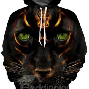 Cool Printed Graphic Loose Model Pullover Kangaroo Pocket 3D Painted Hoodie