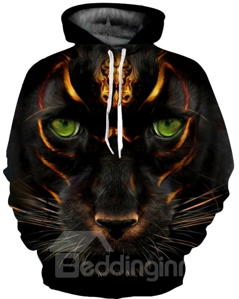 Cool Printed Graphic Loose Model Pullover Kangaroo Pocket 3D Painted Hoodie
