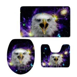 Eagle Pattern 3-Piece Flannel PVC Soft Water-Absorption Anti-slid Toilet Seat Covers