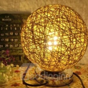 Rural Style Rattan Ball Design Table Lamp