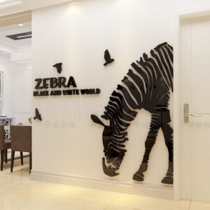 Personalized Acrylic 3D Wall Stickers Zebra Self-adhesive Porch Living Room Background Wall Decoration Simple Nordic style