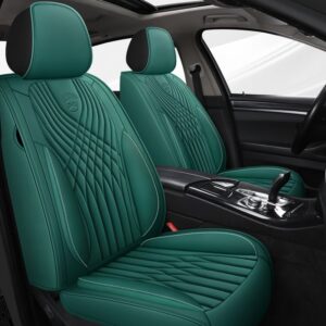 Sport Style 5 Seats Universal Fit Seat Covers Leather Color Block Cotton Seat Cover Airbag Compatible Automotive Vehicle Cushion Cover Universal Fit for Most Cars Auto Truck Van SUV