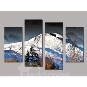 White Snow-Mountain 4-Panel Canvas Hung Non-framed Wall Prints